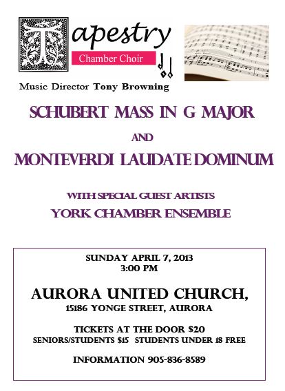 Tapestry Poster April Concert 2013